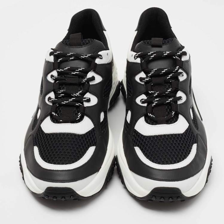 Pre Owned Tod's Black/White Mesh and Leather Chunky Lace Up Sneakers Size 43