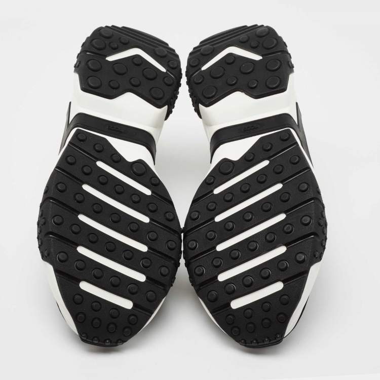 Pre Owned Tod's Black/White Mesh and Leather Chunky Lace Up Sneakers Size 43