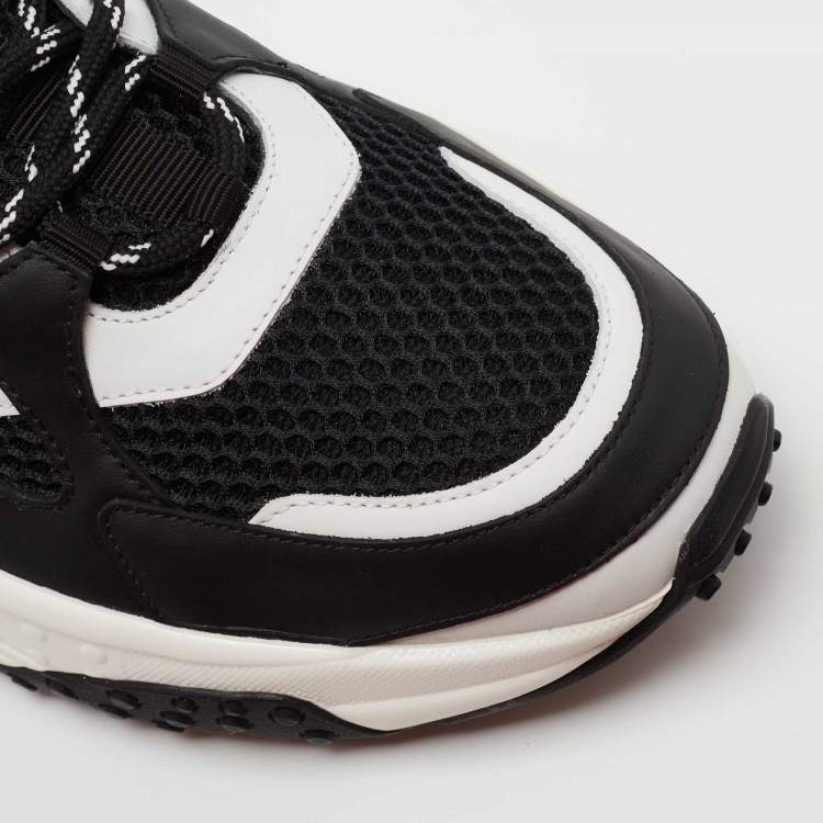 Pre Owned Tod's Black/White Mesh and Leather Chunky Lace Up Sneakers Size 43