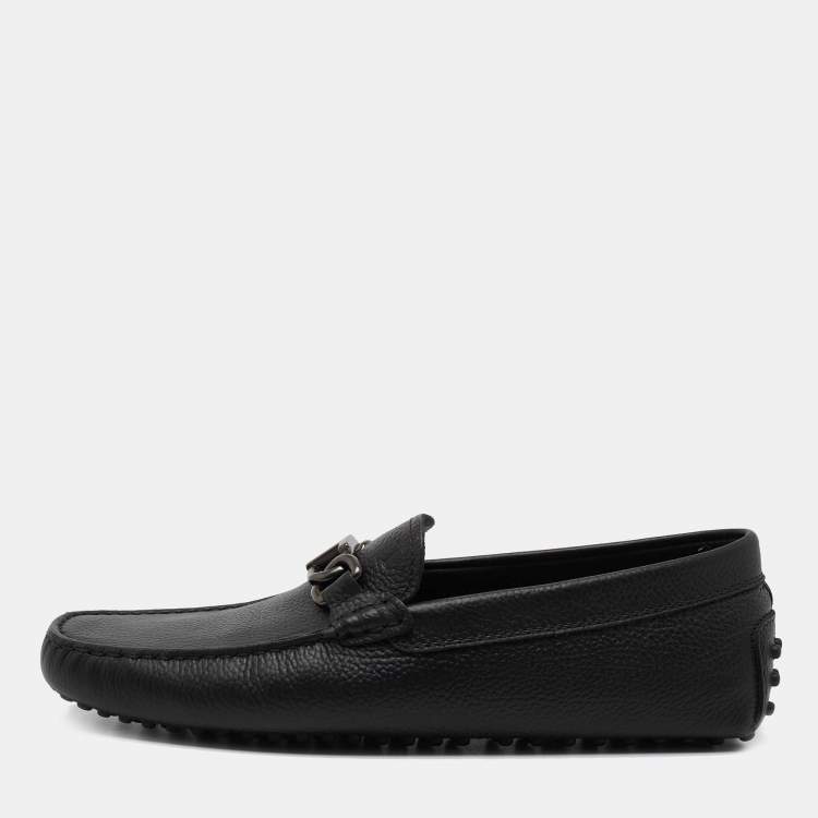 Pre Owned Tod's Black Leather Buckle Driver Loafers Size 41