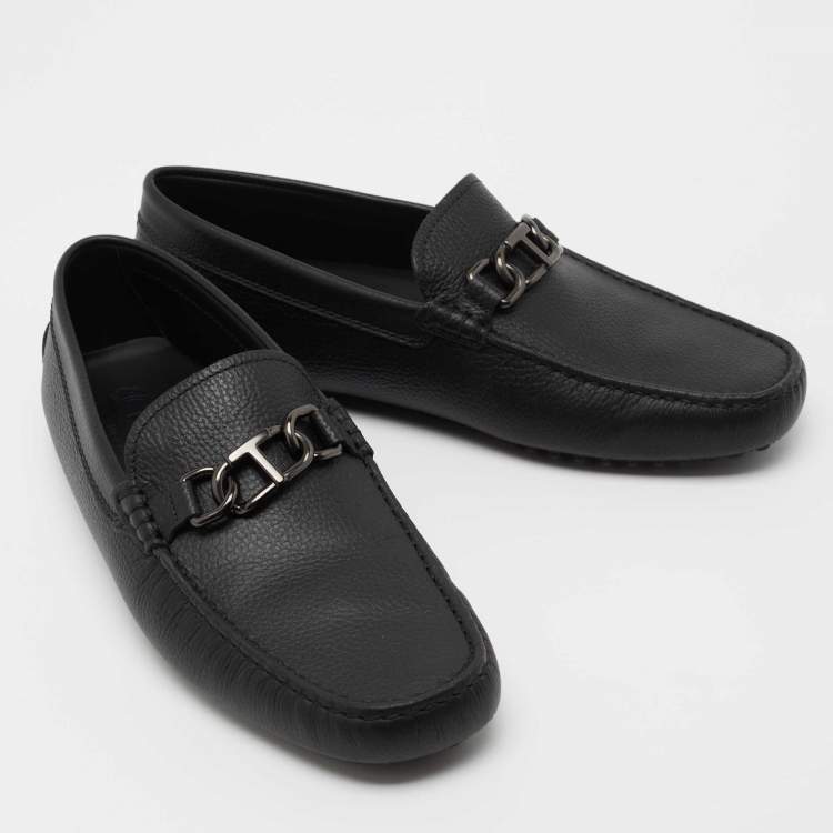 Pre Owned Tod's Black Leather Buckle Driver Loafers Size 41