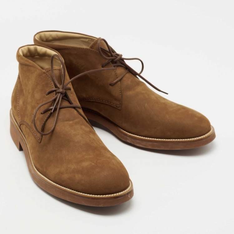 Pre Owned Tod's Brown Nubuck Leather Chukka Ankle Boots Size 44