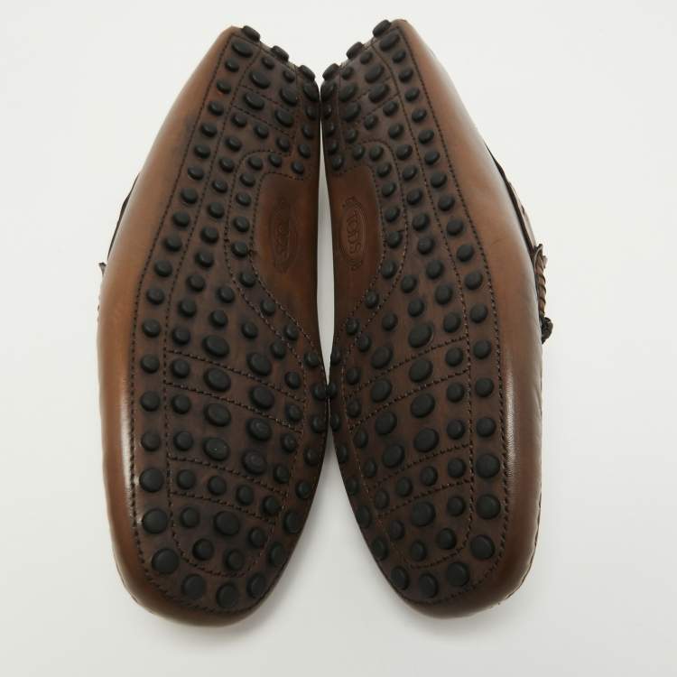 مملوكة مسبقًا Tod's Brown Leather Slip On Loafers Size 41