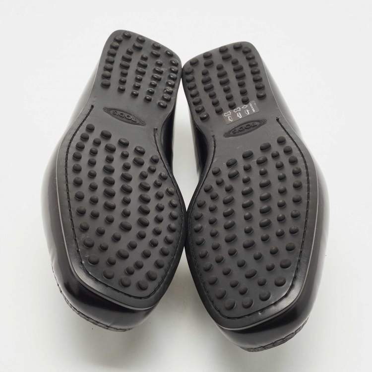 Pre Owned Tod's Black Patent Leather Slip On Loafers Size 45.5