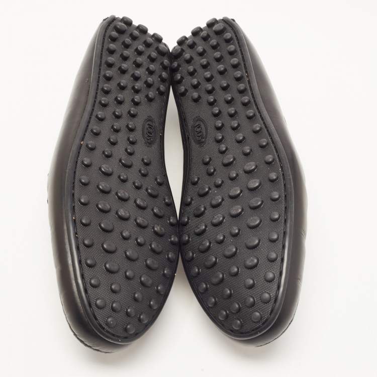 مملوكة مسبقًا Tod's Black Leather Double T Slip On Loafers Size 44