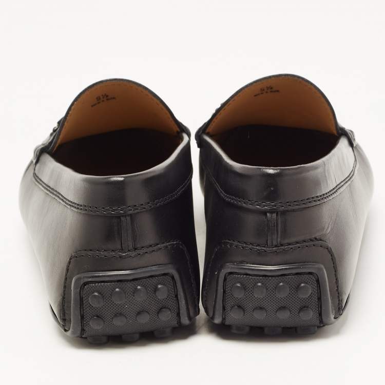 مملوكة مسبقًا Tod's Black Leather Double T Slip On Loafers Size 44