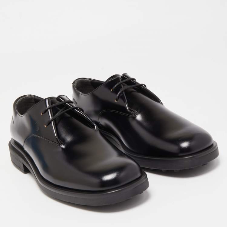 Pre Owned Tod's Black Leather Glazed Lace Up Derby Size 40