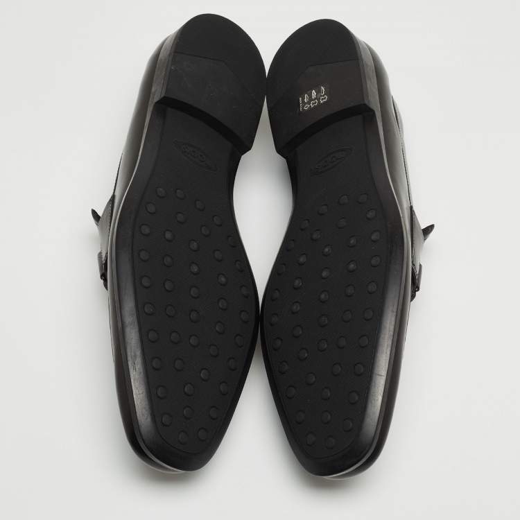 مملوكة مسبقًا Tod's Black Leather T Slip On Loafers Size 47