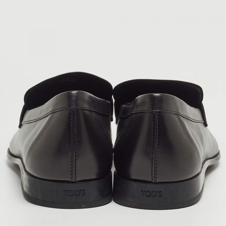 مملوكة مسبقًا Tod's Black Leather T Slip On Loafers Size 47