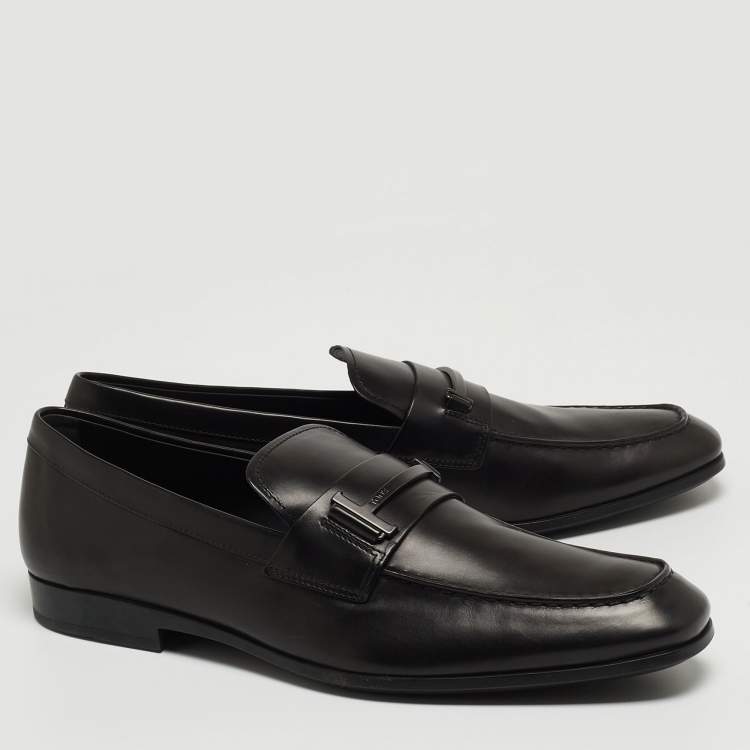 مملوكة مسبقًا Tod's Black Leather T Slip On Loafers Size 47