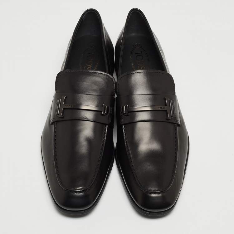 مملوكة مسبقًا Tod's Black Leather T Slip On Loafers Size 47