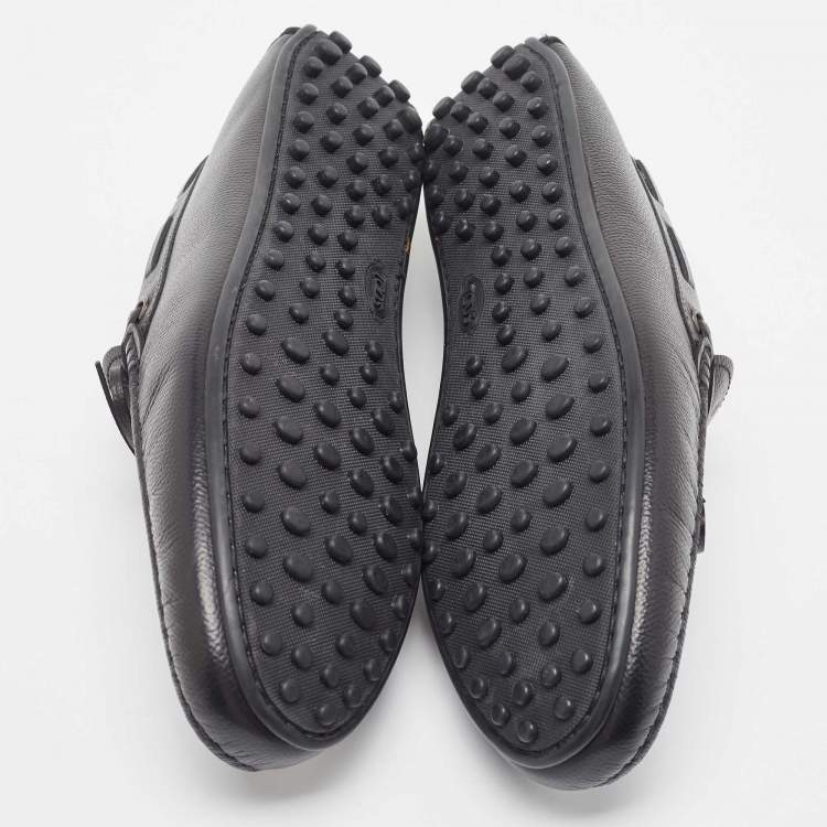 مملوكة مسبقًا Tod's Black Leather Bow Slip On Loafers Size 47