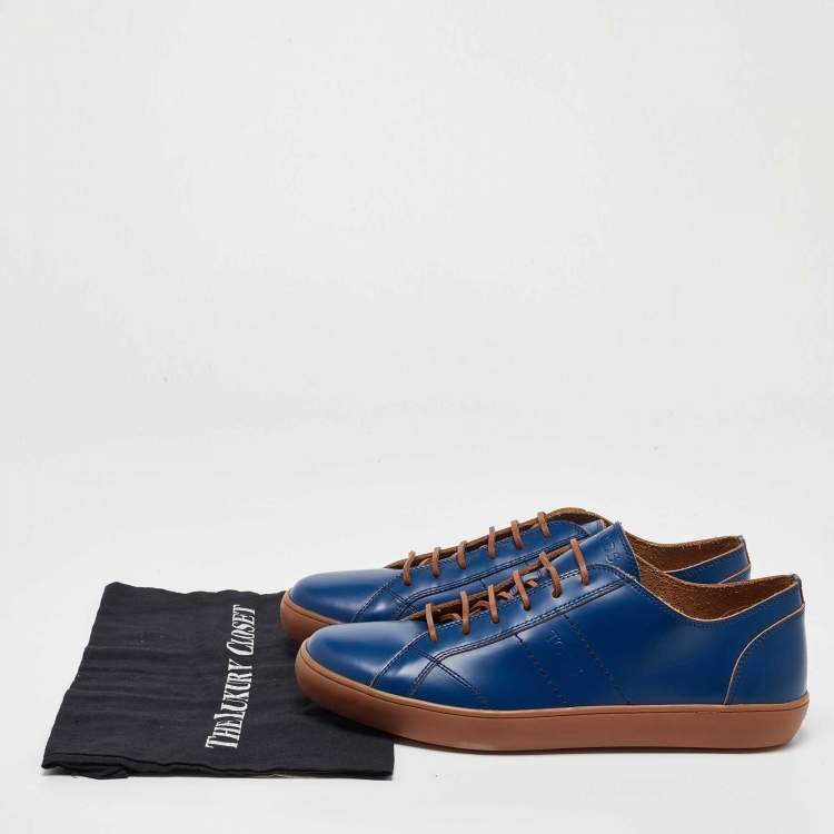 Pre Owned Tod's Blue Leather Low Top Sneakers Size 44.5