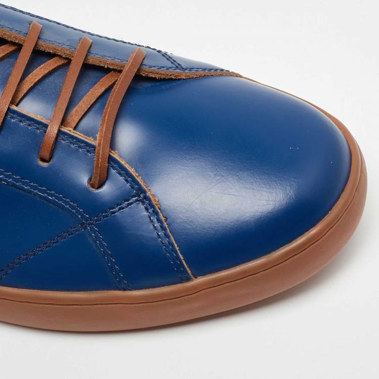 Pre Owned Tod's Blue Leather Low Top Sneakers Size 44.5