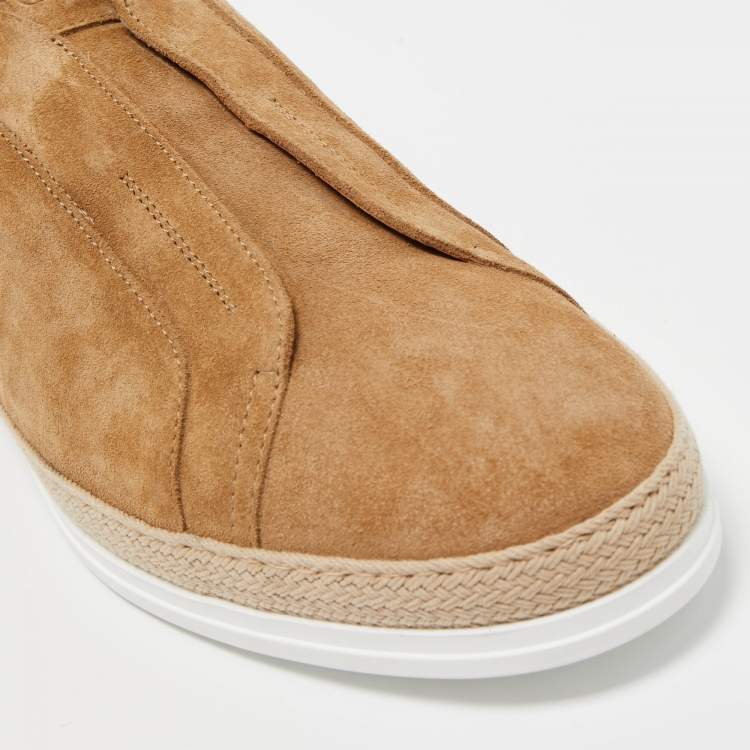 Pre Owned Tod's Brown Suede Slip On Sneakers Size 47