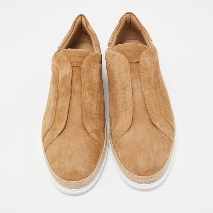 Pre Owned Tod's Brown Suede Slip On Sneakers Size 47
