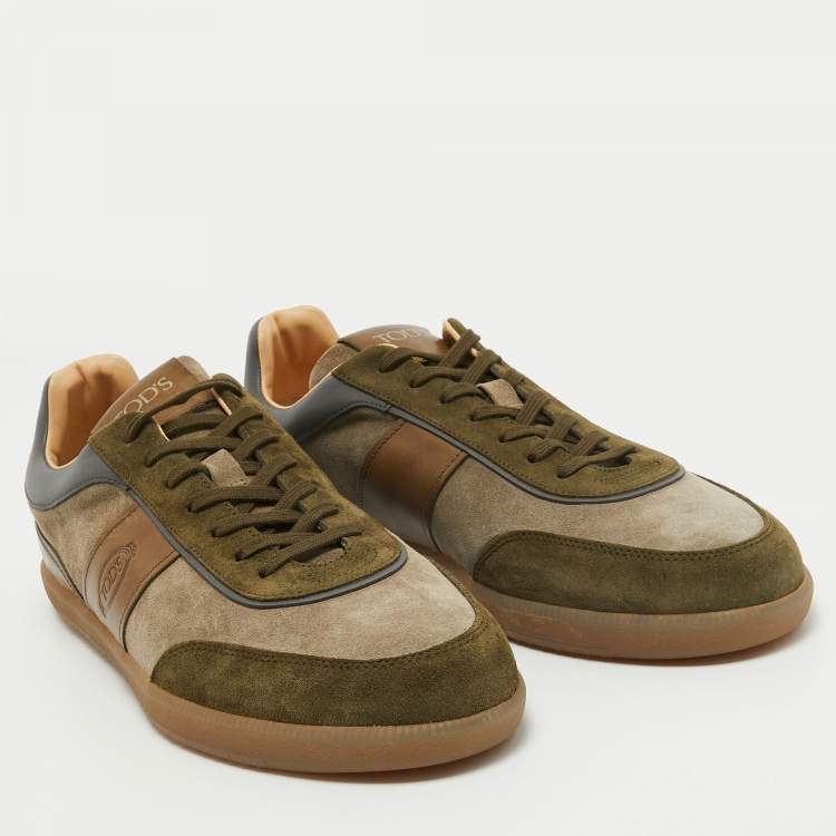 Pre Owned Tod's Multicolor Suede and Leather Low Top Sneakers Size 45.5