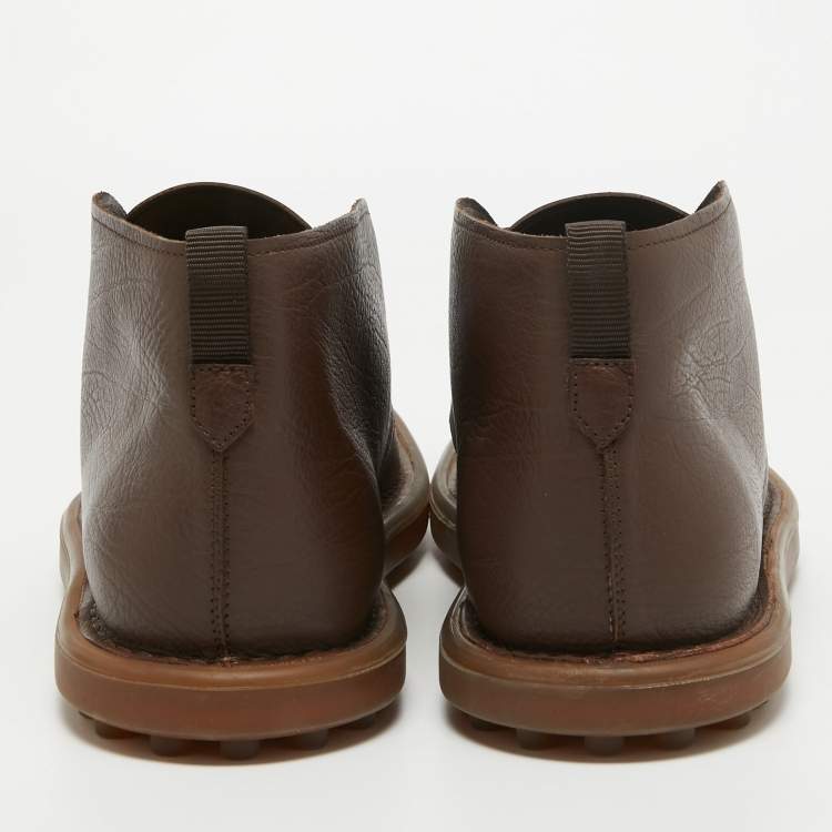 Pre Owned Tod's Dark Brown Leather Chukka Boots Size 45.5