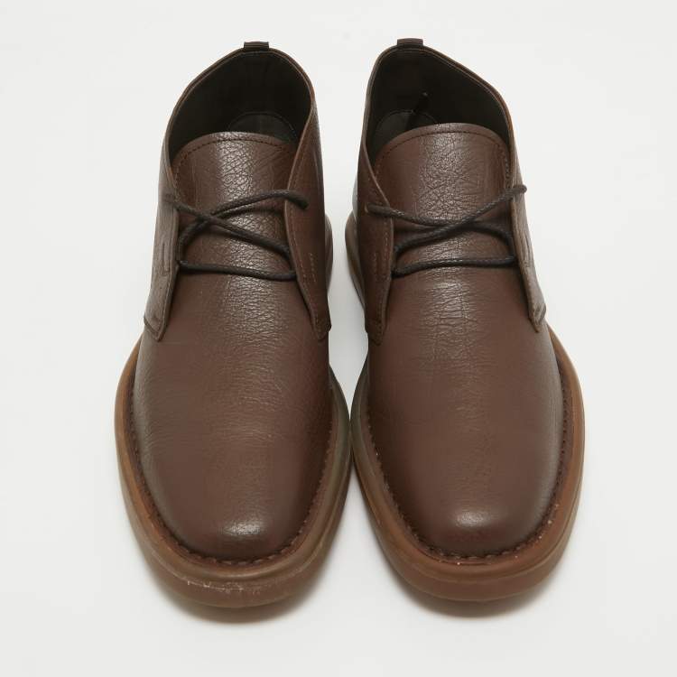 Pre Owned Tod's Dark Brown Leather Chukka Boots Size 45.5