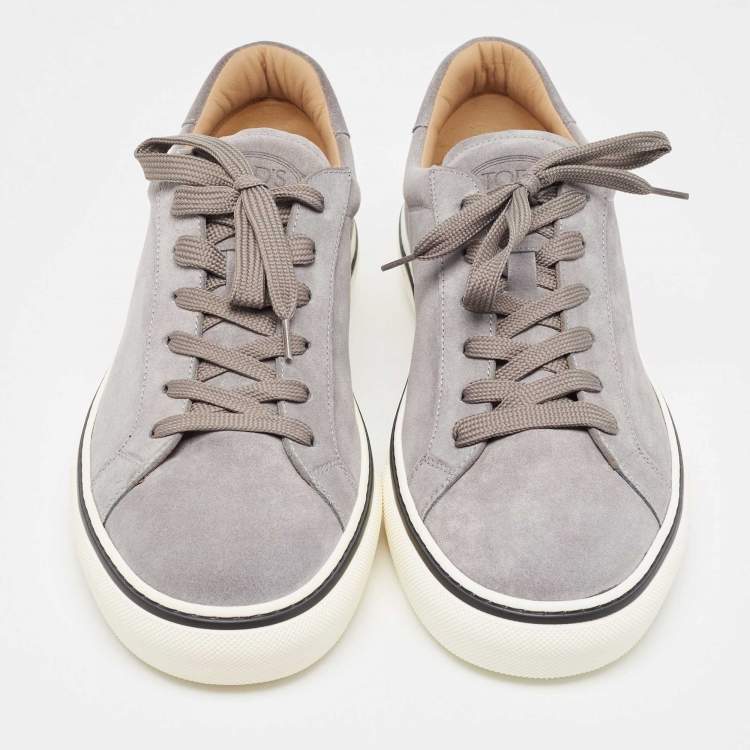 Pre Owned Tod's Grey Suede Low Top Sneakers Size 45.5