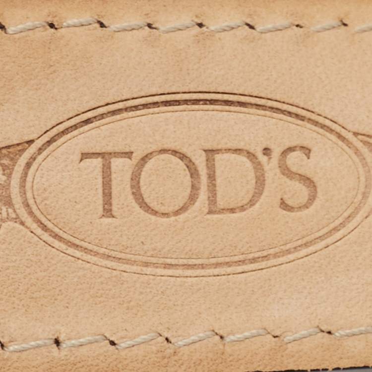 Pre Owned Tod's Dark Brown Suede Double T Buckle Belt 95CM