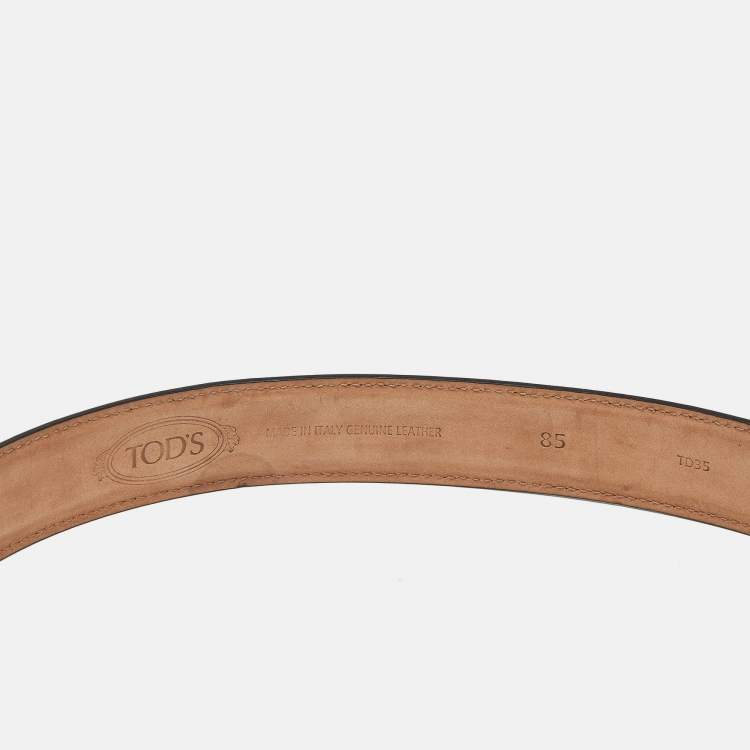 Pre Owned Tod's 85 CM Buckle Belt Brown Leather