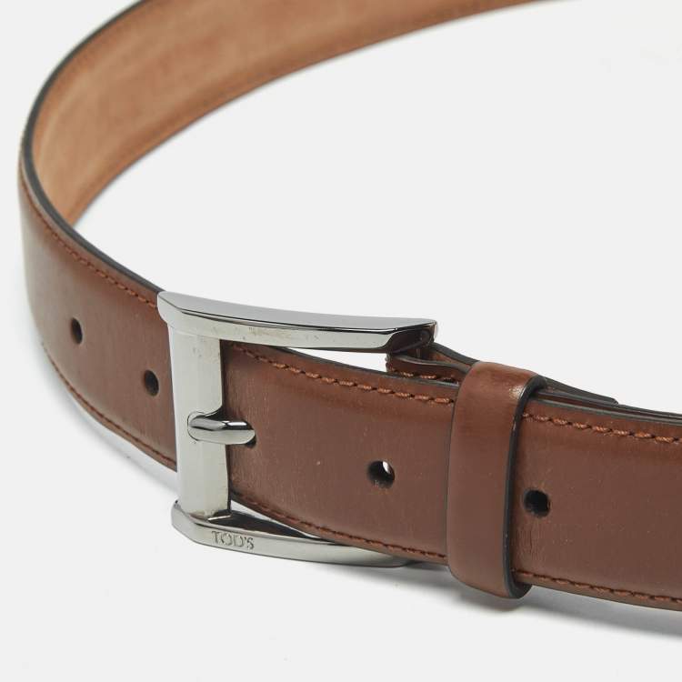 Pre Owned Tod's 85 CM Buckle Belt Brown Leather