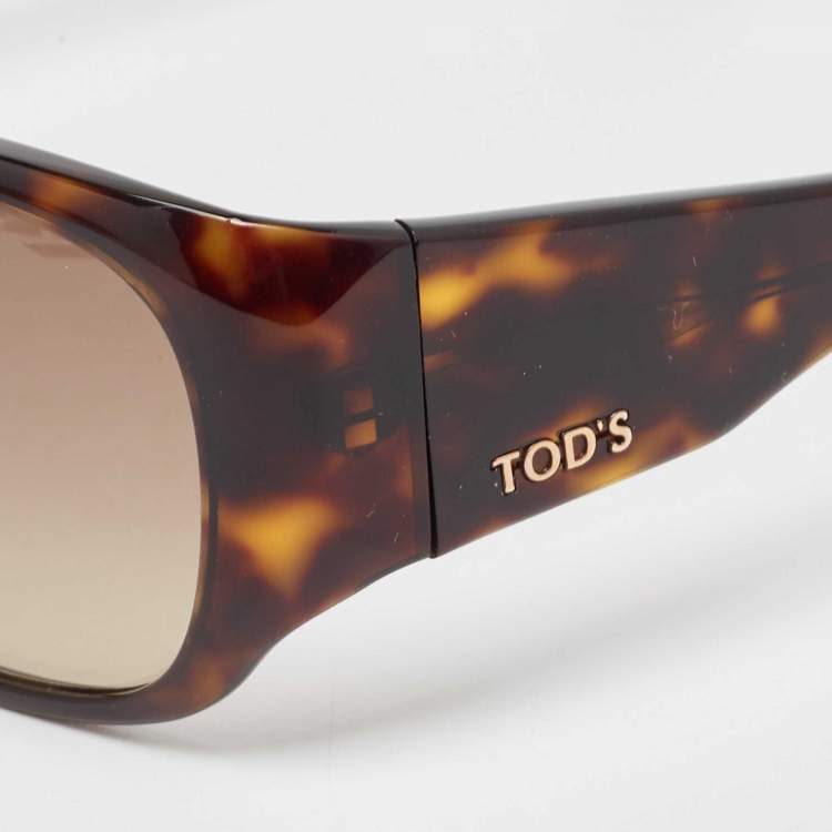 Pre Owned Tod's Brown Tortoise Gradient TO62 Rectangular Sunglasses