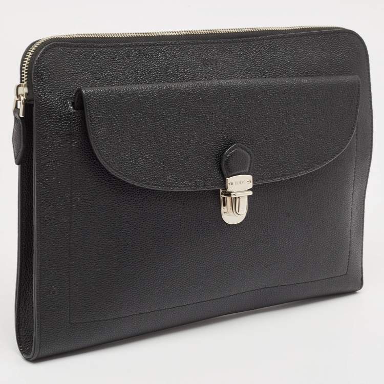 Pre Owned Tod's Black Leather Zip Pouch