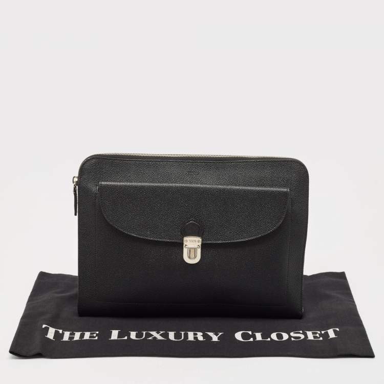 Pre Owned Tod's Black Leather Zip Pouch