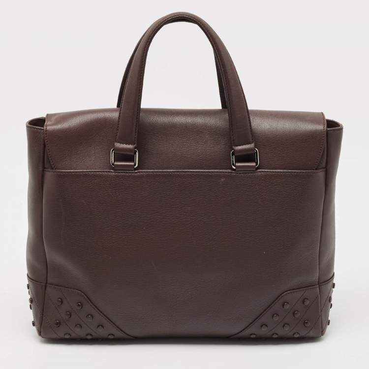 Pre Owned Tod's Burgundy Leather Gommino Tote