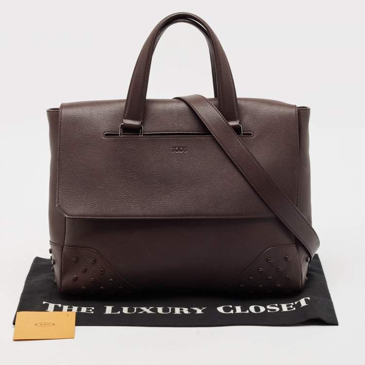 Pre Owned Tod's Burgundy Leather Gommino Tote