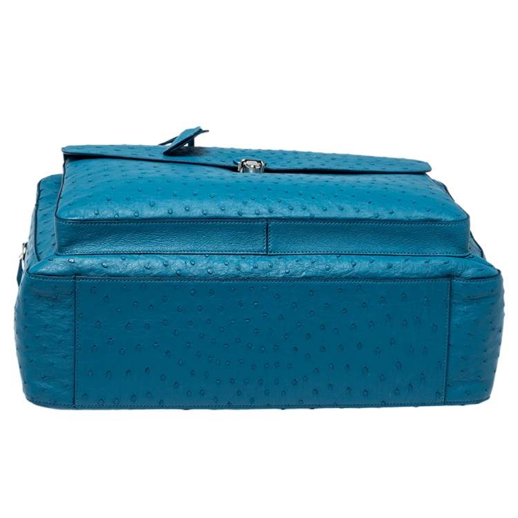 Pre Owned Tod's Blue Ostrich Classic Briefcase