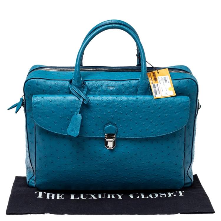 Pre Owned Tod's Blue Ostrich Classic Briefcase