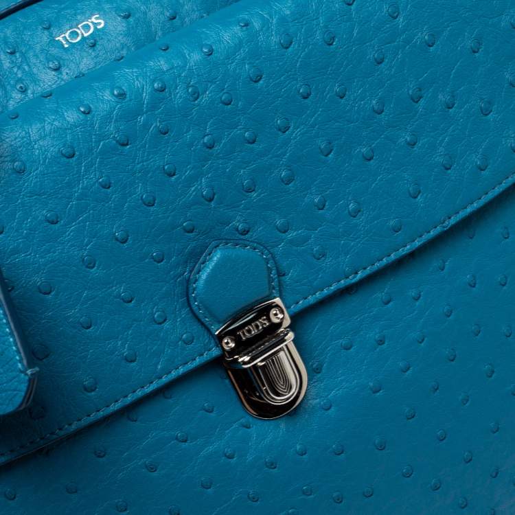 Pre Owned Tod's Blue Ostrich Classic Briefcase