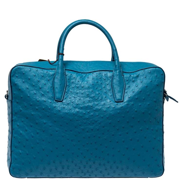 Pre Owned Tod's Blue Ostrich Classic Briefcase