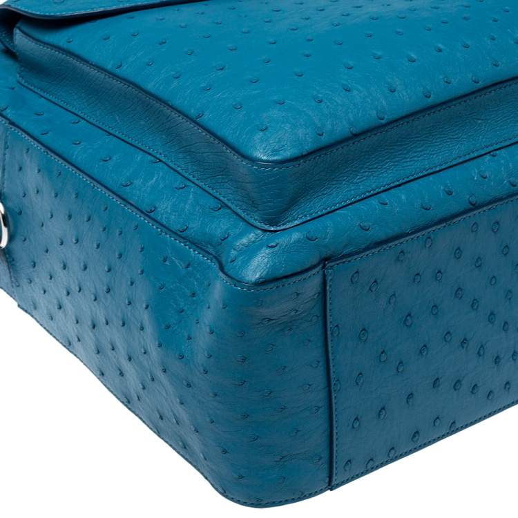 Pre Owned Tod's Blue Ostrich Classic Briefcase