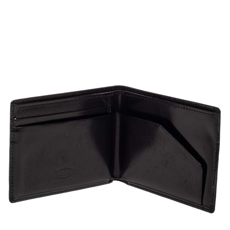 Pre Owned Tod's Black Textured Leather Bifold Wallet