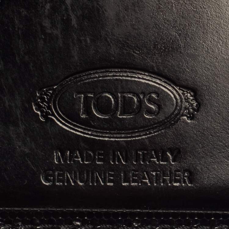 Pre Owned Tod's Black Textured Leather Bifold Wallet