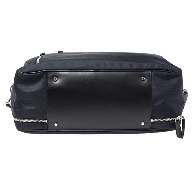 Pre Owned Tod's Blue/Black Nylon And Leather Zip Convertible Briefcase/Backpack