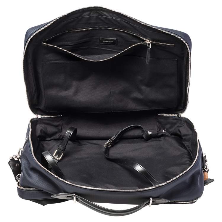 Pre Owned Tod's Blue/Black Nylon And Leather Zip Convertible Briefcase/Backpack