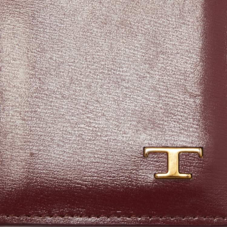 Pre Owned Tod's Burgundy Leather Business Card Holder
