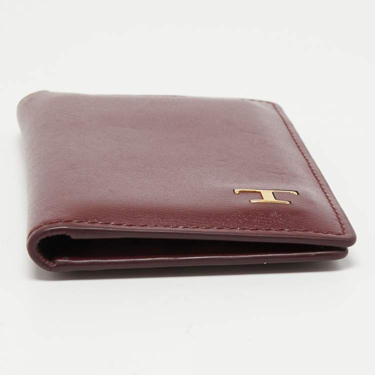 Pre Owned Tod's Burgundy Leather Business Card Holder