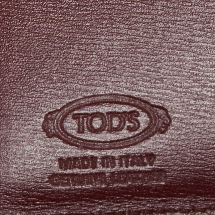 Pre Owned Tod's Burgundy Leather Business Card Holder
