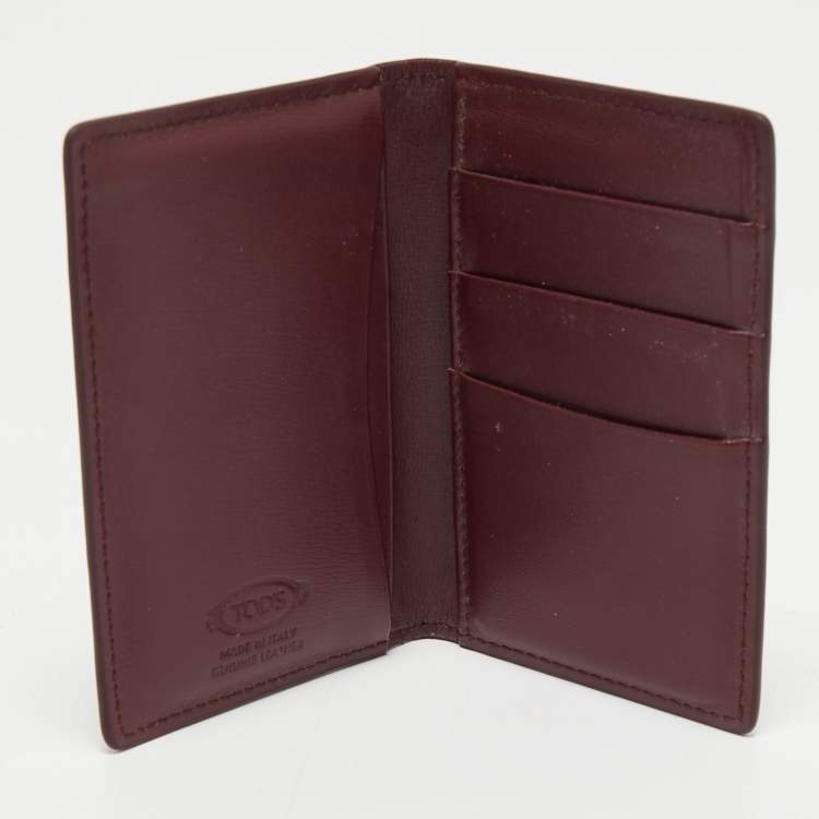 Pre Owned Tod's Burgundy Leather Business Card Holder