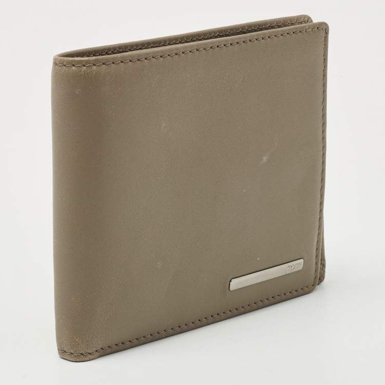 Pre Owned Tod's Olive Green Leather Bifold Wallet