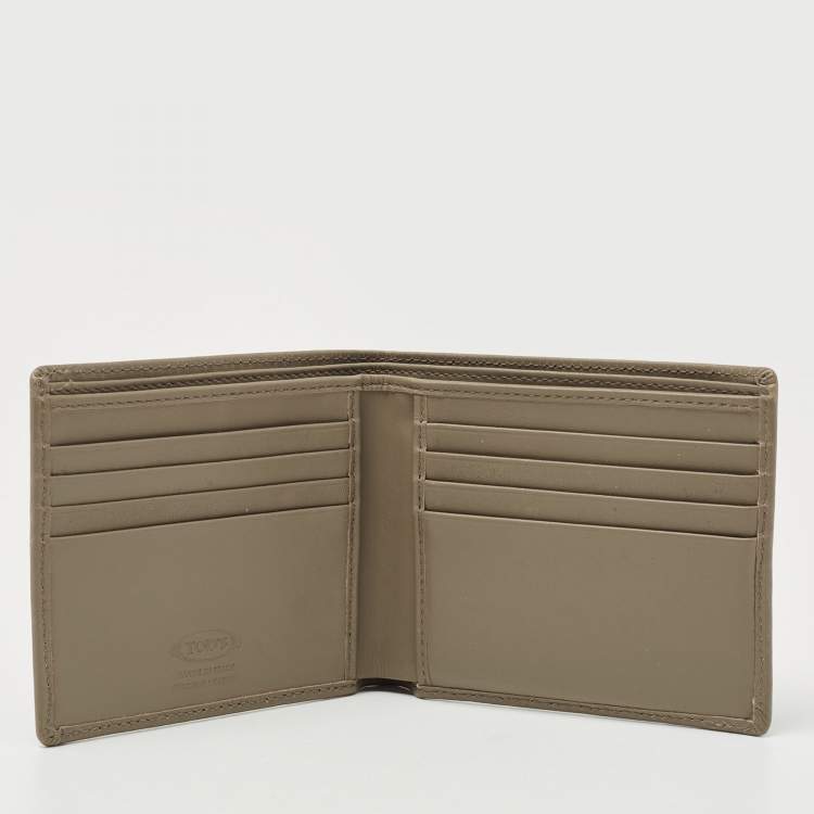 Pre Owned Tod's Olive Green Leather Bifold Wallet