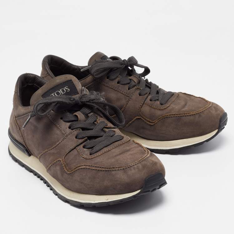 Pre Owned Tod's Brown Nubuck Lace Up Sneakers Size 41