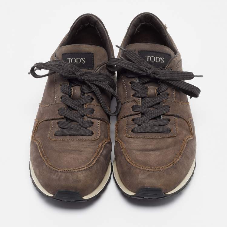 Pre Owned Tod's Brown Nubuck Lace Up Sneakers Size 41