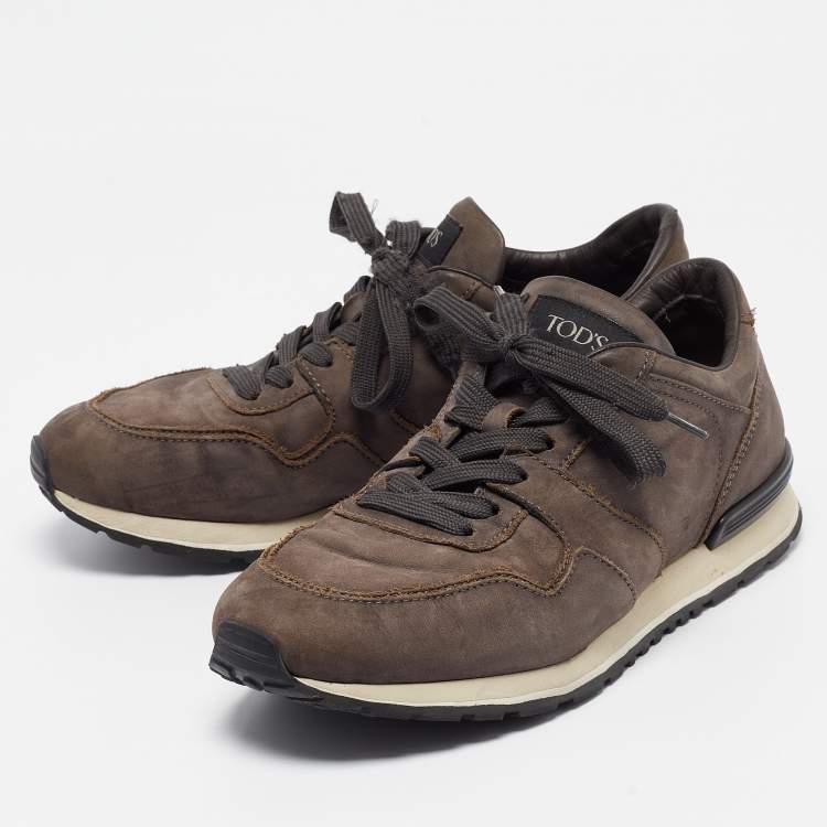 Pre Owned Tod's Brown Nubuck Lace Up Sneakers Size 41